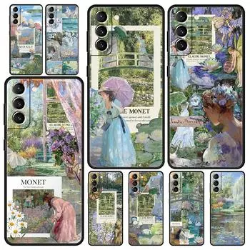 Чехол для телефона Claude Monet Art для Samsung Galaxy S24 S23 Ultra S22 S21 S20 FE 5G S10 S10E S9 Plus S8 силиконовый черный чехол-бампер Samsung S23