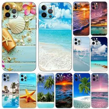 Чехол для телефона Clear Sea Sky Sandy Beach для iPhone 5 5S se 6 6s 7 8 plus x 10 XR XS 11 12 13 mini pro MAX, черная задняя крышка из ТПУ iphone 5 5S SE 2016