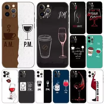 Чехол для телефона Coffee Wine Cup для iPhone 5 5s 2020se 6 6s 7 8 plus x 10 XR XS 11 12 13 mini pro MAX черная задняя крышка из ТПУ iphone 5 5S SE 2016