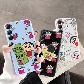 Чехол для телефона Crayon Shin-chan для iPhone Samsung A55 S24 FE S25 M35 Xiaomi Redmi Note 13 Pro 14C Huawei Honor Realme, противоударный матовый чехол с защитой от царапин Samsung Galaxy S9 Plus синий