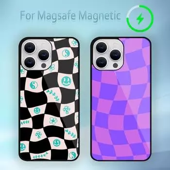Чехол для телефона Crazy Checkered для iPhone 15 14 13 12 11 Plus Pro Max Magsafe с магнитной беспроводной зарядкой iPhone13