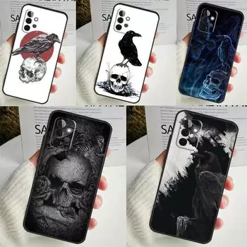 Чехол для телефона Crow Raven Dark Skull для Samsung Galaxy A14 A34 A54 A12 A32 A52 A51 A71 A53 A33 A13 A15 A25 A35 A55 Samsung A23