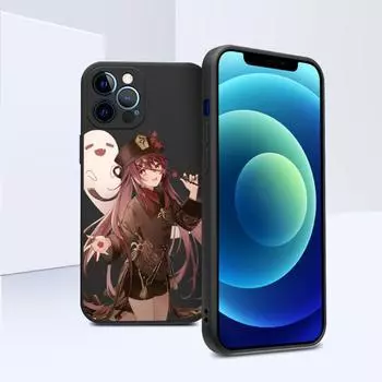 Чехол для телефона Cute Girl Hu Tao для iPhone 14 11 12 13 Pro Max X XR XS Max 6 6S 7 8 Plus SE 2022 Liquid Square Color Phone Cover iPhone 14