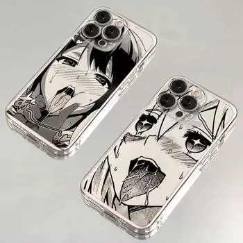 Чехол для телефона Cute girl trend Anime для iPhone 16 15 14 13 12 11 Mini Pro Max X XR XSMax 7 8 Plus SE20 A-Ahegaos Прозрачный чехол iPhone 14 Plus чертополох