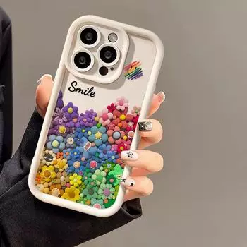 Чехол для телефона Cute Smile для iPhone 16, чехол для iPhone 15 Pro 12 13 14 Pro Max XS XR X 7 8 Plus SE 2020, мягкий силиконовый чехол с подсолнухами iPhone 16 Pro Max белый