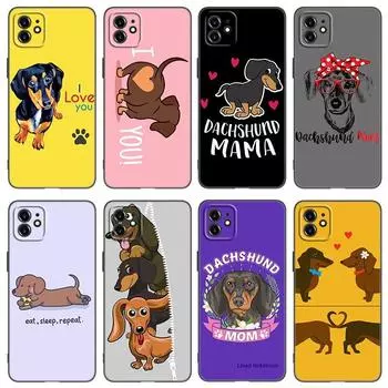 Чехол для телефона «Dachshund Dog Love» для Apple iPhone 13 12 Mini 11 Pro XS Max XR X 8 7 6S 6 Plus SE 2022 2020 5S 5, мягкий черный чехол iPhone 11 Pro Max