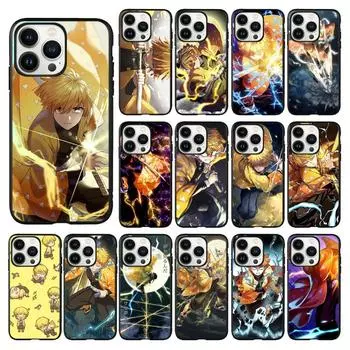 Чехол для телефона Demon Slayer Agatsuma Zenitsu Anime для iPhone 14 13 12 11 Pro MAX X XS Max XR Mini SE 7 8 Plus Black Funda Coque iphone XR