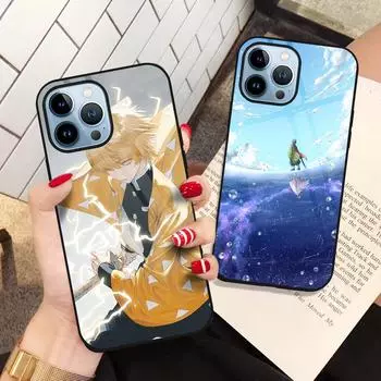 Чехол для телефона Demon Slayer Anime для Iphone 14 13 11 12 Pro Max Mini Xs Xr X, чехол из закаленного стекла для Iphone 7 8 6s Plus Se 2022 For iPhone 14 Plus