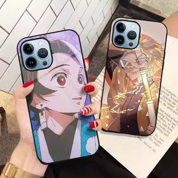 Чехол для телефона Demon Slayer для Iphone 14 13 11 12 Max Mini Xs Xr X, чехол из закаленного стекла для Iphone 78 6s Plus Se 2022 11pro Coque For iphone 12 mini