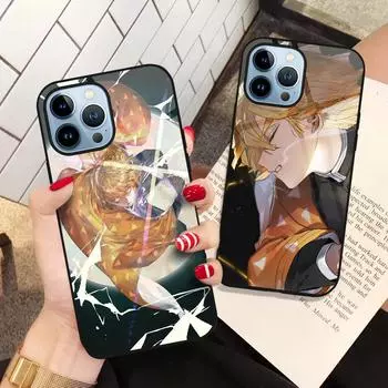 Чехол для телефона Demon Slayer для Iphone 14 13 11 12 Pro Max Mini Xs Xr X 7 8 6s Plus Se 2022, роскошный бампер, крышка из закаленного стекла For iphone 8 Plus