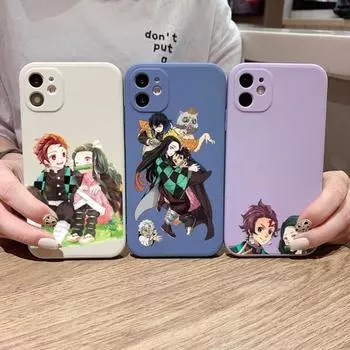 Чехол для телефона Demon Slayer для IPhone 14 11 12 13 Pro Max X XR XSMax 6 6S 7 8 Plus SE 2022, мягкий квадратный цветной чехол для телефона iPhone 14