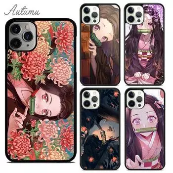 Чехол для телефона Demon Slayer Kamado Nezuko с аниме для iPhone 11 12 13 14 Pro Max mini XR XS SE 2020 6S 7 8 Plus Samsung S21 S22 iPhone 6plus