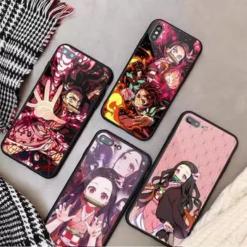 Чехол для телефона Demon Slayer Kamado Nezuko с аниме из закаленного стекла для iphone 11 12 13 PRO MAX mini 6 7 8 plus X XS XR iPhone7