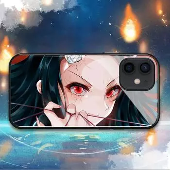 Чехол для телефона Demon Slayer Kamado Nezuko для iPhone X XR XS Max 11 12 13 14 Pro Max mini 6 7 8 14 Plus, закаленное стекло, аниме-чехол iPhone 6 6s