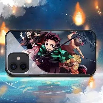 Чехол для телефона Demon Slayer Kamado Tanjirou для iPhone 6 6s 7 8 14 Plus 11 12 13 14 Pro Max X XR XS Max, закаленное стекло iPhone 6 6s