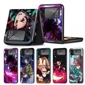 Чехол для телефона Demon Slayer Kokushibou для Samsung Galaxy Z Flip 4 Zflip Zflip3 Z Flip 3 5g Flip4 Flip3, черный роскошный чехол с принтом Samsung Z Flip 5G