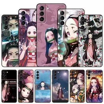 Чехол для телефона Demon Slayer Nezuko с аниме для Samsung Galaxy S22 Pro S21 S20 FE Ultra S10 Lite S10 S10E S9 S8 Plus, мягкий черный чехол Samsung S22