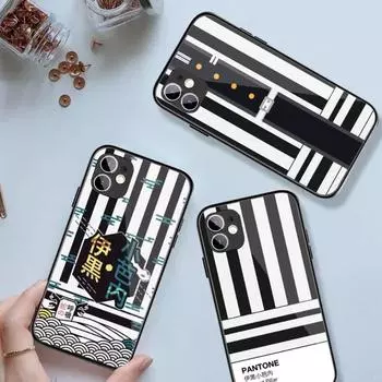 Чехол для телефона Demon Slayer Obanai Iguro для IPhone 14 13 12 11 XS X 8 7 6 Plus Mini Pro Max SE 2022, черный ПК, стеклянный чехол из ТПУ для телефона iPhone 14