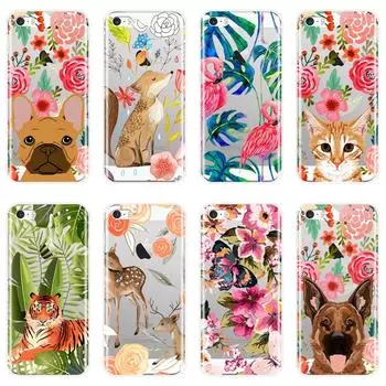 Чехол для телефона для Apple iPhone 4 4S 5 5C 5S SE, силиконовый чехол с цветком, мопс, собака, кошка, фламинго, лиса, олень, мягкая задняя крышка для iPhone 4 5 S iPhone 4