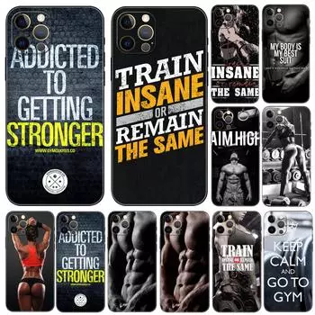 Чехол для телефона для бодибилдинга, тренажерного зала, фитнеса и тренировок для iPhone 2020se 6s 7 8 plus x 10 XR XS 11 12 13 mini pro MAX, черная задняя крышка из ТПУ iphone 5 5S SE 2016