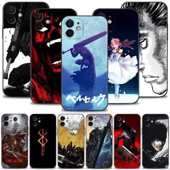 Чехол для телефона для Iphone 14 13 12 11 Pro Max Xs Max Xr X 7 8 Plus 12 Mini 6s, силиконовый чехол Black Shell Berserk Guts Anime For iPhone 7 8 Plus
