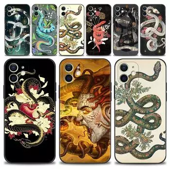 Чехол для телефона для Iphone 14 13 12 11 Pro Max Mini Xs Max Xr X 7 8 Plus 6s, мягкий силиконовый чехол Funda Hand Snake Flower Snake For iPhone 6 6S Plus