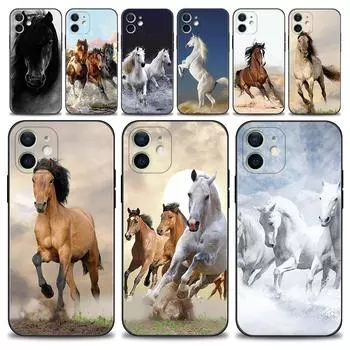 Чехол для телефона для Iphone 14 13 12 11 Pro Max Mini Xs Max Xr X 7 8 Plus 6s, мягкий силиконовый чехол Fundas Running Horses For iPhone 6 6S Plus