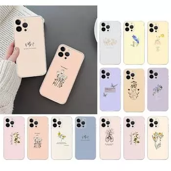 Чехол для телефона для Iphone 14 13 12 11 Pro Max Xs Max Xr X 12mini 14 Plus Se Art Aesthetic Flower Word Quotes Case Funda Capa Cell iphone 14ProMax
