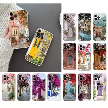 Чехол для телефона для Iphone 14 13 12 11 Pro Max Xs Max Xr X 12mini 14 Plus Se Цветочный сад Эстетический пейзажный чехол Funda Capa Cell iPhone 13Pro
