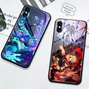 Чехол для телефона для IPhone 14 13 12 11 Pro XS Max 12 13 Mini XR X 8 7 6 6S 14 Plus SE стеклянный чехол аниме мультфильм дзюдзюцу кайсен чехол iPhone 6 6s