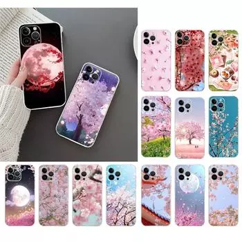Чехол для телефона для Iphone 14 Pro Max 13 12 11 Pro Max Xs Xr X 12mini 7 8 Plus Se Pink Blossom Cherry Flower Case Funda iPhone 12