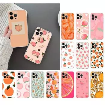 Чехол для телефона для Iphone 14 Pro Max 13 12 11 Pro Max Xs Xr X 12mini 7 8 Plus Se Peach Orange Fruit Эстетический чехол Funda iPhone 13ProMax