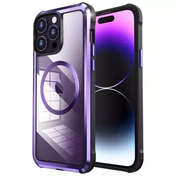 Чехол для телефона для iPhone 14 Pro Max противоударный EVA Protect металлический каркас из нержавеющей стали ТПУ Мягкая силиконовая объединительная плата ПК для магнитного корпуса for iPhone 14 золотой