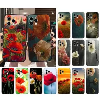 Чехол для телефона для Iphone 14 Pro Max 13 12 11 Pro Max Xs Xr X 12mini 14 Plus Se Маки Чехол с цветком мака Funda iphone 14Pro