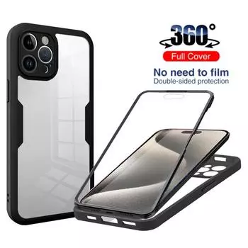 Чехол для телефона для iPhone 15 Pro Max, 360 градусов, 360 градусов, весь корпус, передняя часть, задняя часть, мягкий чехол из ТПУ для iPhone 15 Plus Pro 15pro 15plus 15promax Max, чехлы For iPhone 15 красный