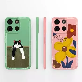Чехол для телефона для Itel A60 A60s, модный дизайн, цветочный кот, противоударный матовый защитный чехол с защитой от падения, женские сумки для телефонов для Itel A 60, бамперы itel A60