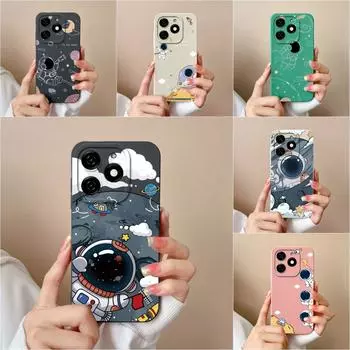 Чехол для телефона для Itel A70 A18s Tecno Pop 8 Pova 6 Pro Spark 20 20C задняя крышка милый космонавт с защитой от капель жидкости Мягкая силиконовая защита экрана бампер Капа Tecno Spark Go 2024