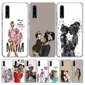 Чехол для телефона для мамы и девочки для Huawei P30 Lite P20 P40 P50 Mate 40 30 20 10 Pro, роскошный чехол с прозрачным принтом Huawei P30