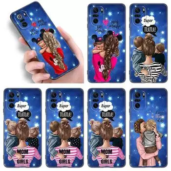 Чехол для телефона для мамы и девочки для Xiaomi POCO F2 F3 M2 M3 M4 X3 X4 Pro NFC F4 GT 5G F1 X2 C3 C31 C40 M5S, мягкий черный чехол из ТПУ Xiaomi POCOphone F1