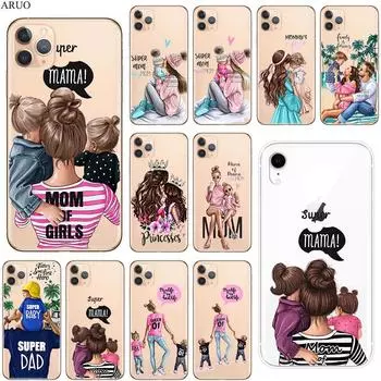 Чехол для телефона для мамы, папы, девочки и мальчика для iphone 13 12 11 Pro XS MAX 7 8 Plus X XR SE2020 12mini, мягкий силиконовый чехол из ТПУ на заднюю панель iphone 13