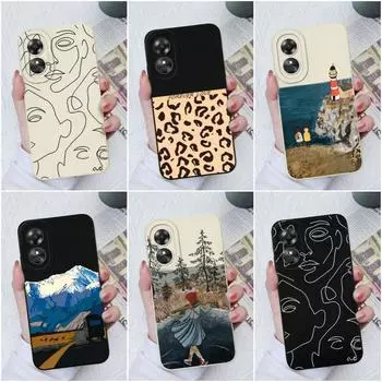 Чехол для телефона для OPPO A15 A16 A17 A33 A35 A36 A52 A57, противоударный жидкий силиконовый мягкий чехол из ТПУ, модные этикетки для OPPO A1 Pro 5G A58 Fundas Coque OPPO A1 Pro 5G