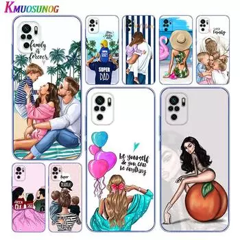 Чехол для телефона для папы, мамы и девочки для Xiaomi Redmi Note 12 11E 11S 11 11T 10 10S 9 9T 9S 8T 8 Pro Plus 5G прозрачный мягкий Redmi Note 8