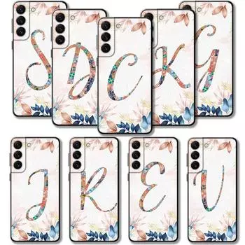 Чехол для телефона для Samsung Galaxy S23 S22 S21 S20 Fe Ultra S10 S9 S8 Plus Note 20ultra 10plus, чехол с цветочным узором, лист, буква Art Samsung Note 10 Plus