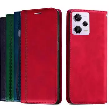 Чехол для телефона для Xiaomi Redmi Note 12 Pro 12S 4G 5G противоударный матовый кожаный кошелек-бумажник, чехол для книги для Xiaomi Poco X5 Pro 5G, чехлы с откидной подставкой и слотом для карт For Xiaomi Poco X5 Pro 5G чёрный