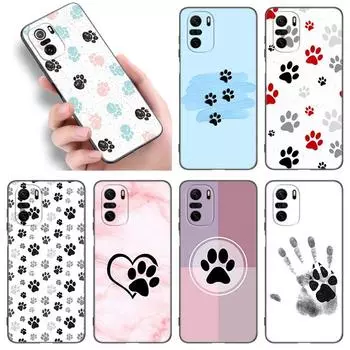 Чехол для телефона Dog Paw Best Friends для Xiaomi POCO F2 F3 M2 M3 M4 X3 X4 Pro NFC F4 GT 5G F1 X2 C3 C31 C40 M5S из мягкого ТПУ черного цвета Xiaomi POCOphone F1
