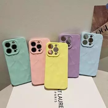Чехол для телефона Dopamine Candy Color с 3D текстурой и складками для iPhone 16, 15 Plus, 14, 13, 12, 11 Pro Max, XR, 7, 8, SE3, прочный, ударопрочный, защитный чехол iPhone 16 жёлтый