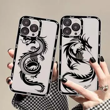 Чехол для телефона Dragon для iPhone 15 11 12 13 14 Mini Pro Max XR X XS TPU прозрачный чехол iphone 13 mini