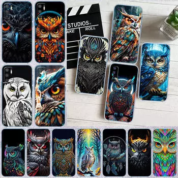 Чехол для телефона ED12 Cartoon Art Owl для Motorola G34 G32 G31 G14 G84 G62 E32 G24 G72 G71 G73 G85 G200 G60S G60 G52 G51 G50 G42 G41 G32 G30 Moto G84 эбеновый