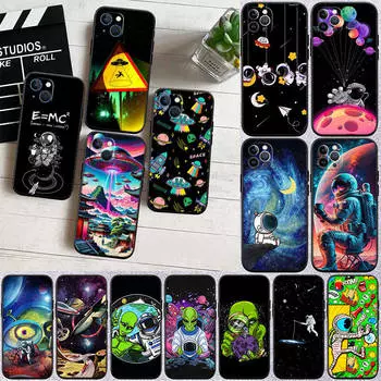 Чехол для телефона ED48 Space Astronaut Alien UFO для Samsung A35 A25 A24 A15 A05S A05 M55 M35 M15 A06 A16 A02 A12 A13 A10 A20 A30 A22 A31 A32 A33 A41 A42 A50 Samsung A50 тёмно-синий