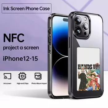 Чехол для телефона Eink Screen Smart NFC Refesh для iPhone 15 14 13 Pro Max, защитный чехол для задней панели Eink, без батареи TPU&For iPhone 15 Pro синий